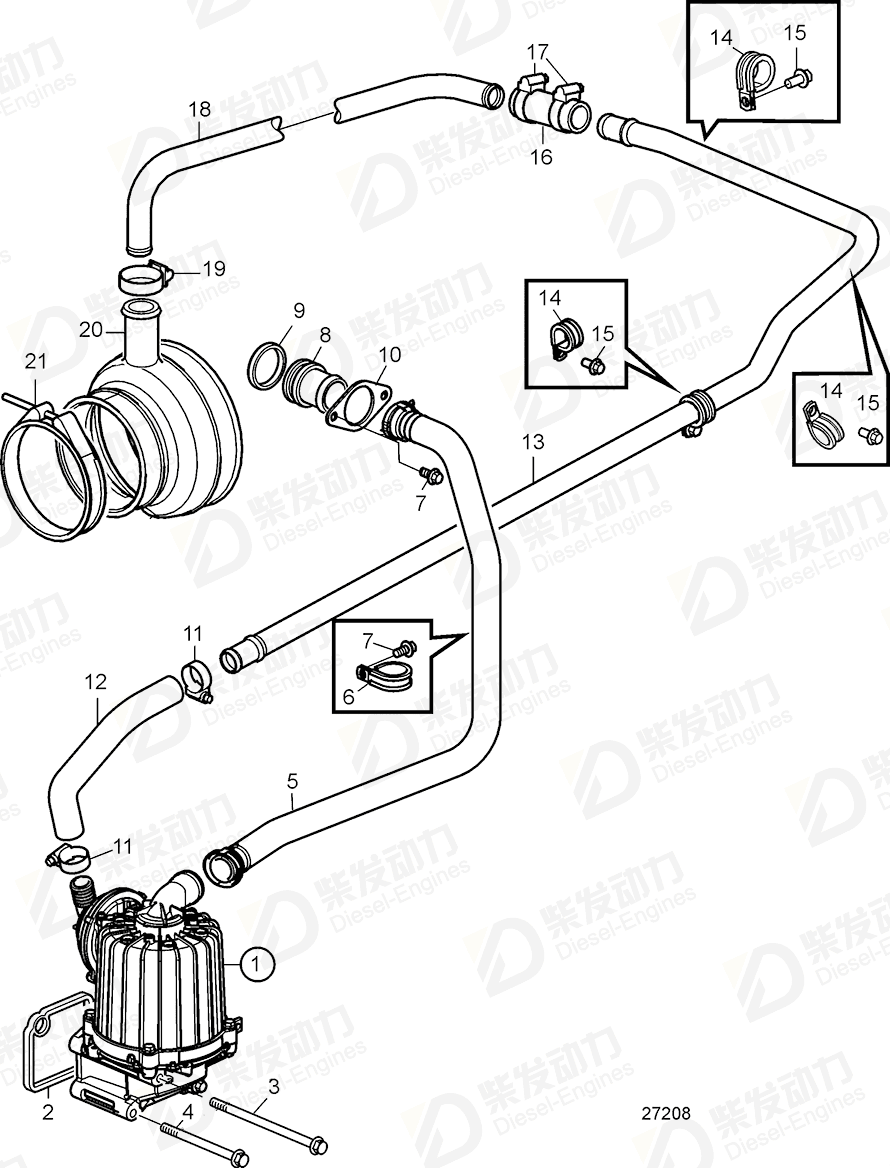 VOLVO Hose clamp 853548 Drawing